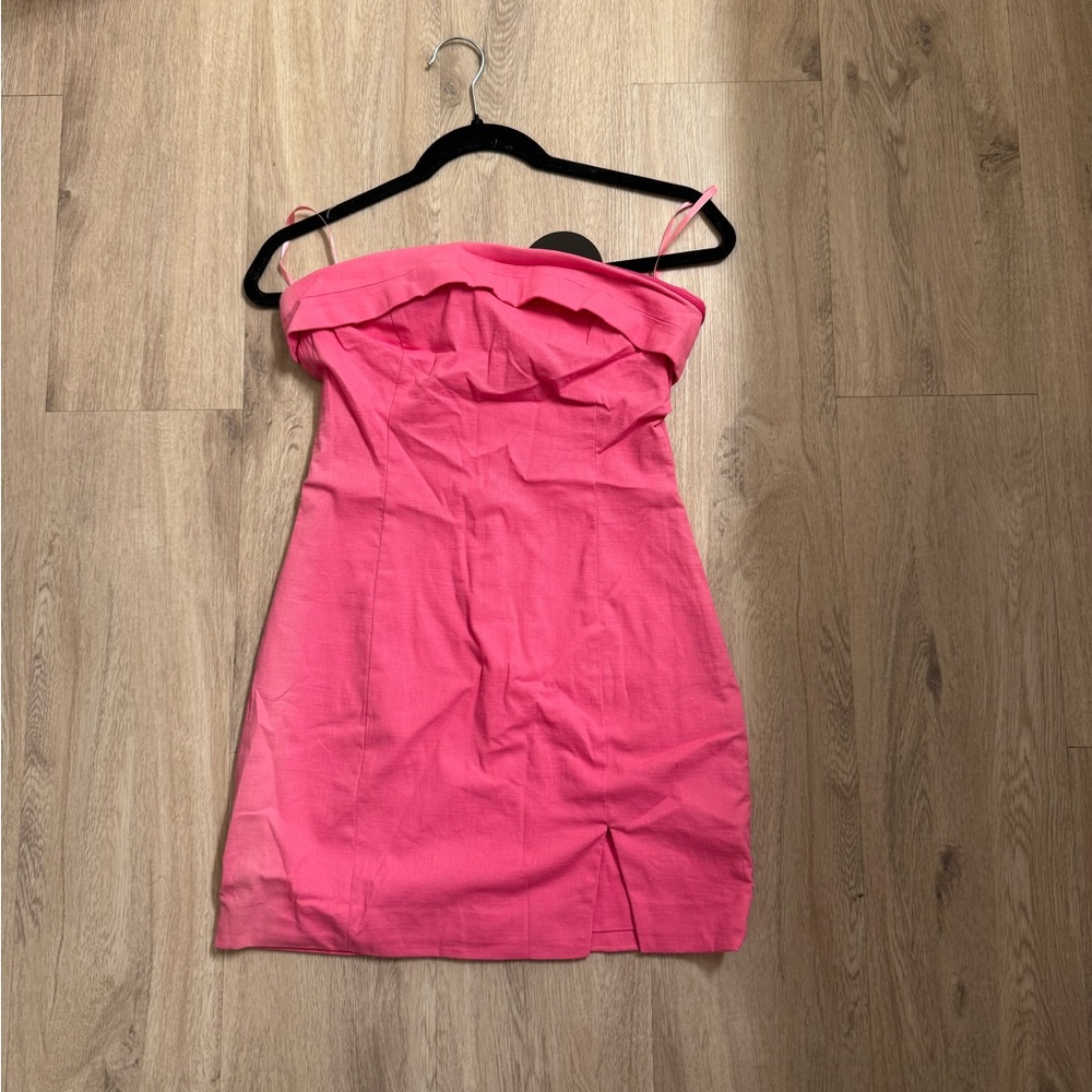 Pink Strapless Bodycon Cocktail Dress